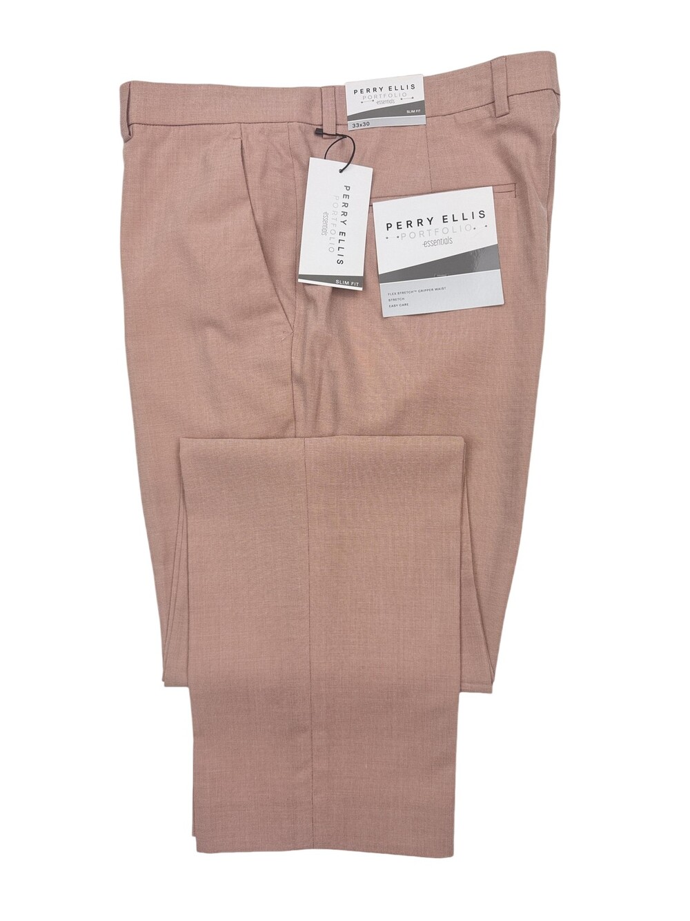 Perry Ellis Dress Pants Mens 33x30 Pink Slim Fit Stretch Portfolio Essentials